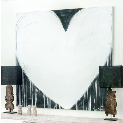 Modern Love Drippy Heart black white art print by Kerri Rosenthal - Unique artwork for living room wall decor