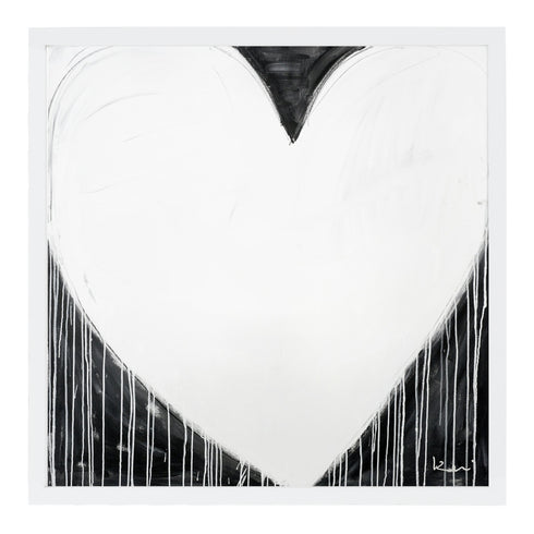Modern Love Drippy Heart black white art print by Kerri Rosenthal - Unique artwork for living room wall decor