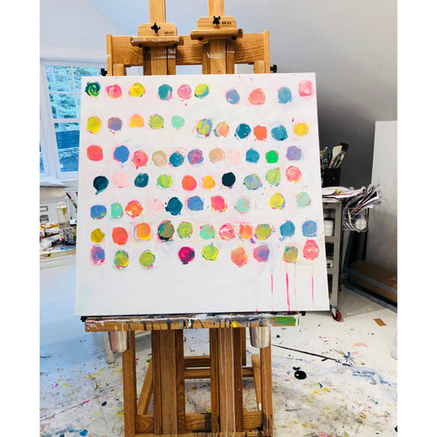 Moonies colorful art print by Kerri Rosenthal - Unique artwork for living room wall decor