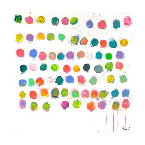 Moonies colorful art print by Kerri Rosenthal - Unique artwork for living room wall decor