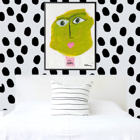 Ms. Citron green art print by Kerri Rosenthal - Unique artwork for living room wall decor
