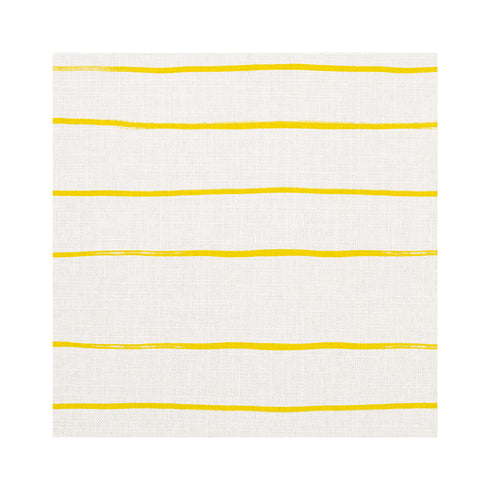 Mr. Sharpie Sunshine yellow white cotton and oyster linen stripe fabric - Kerri Rosenthal