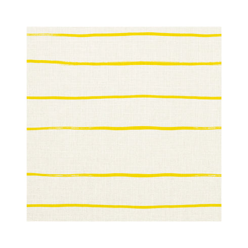 Mr. Sharpie Sunshine yellow white cotton and oyster linen stripe fabric - Kerri Rosenthal