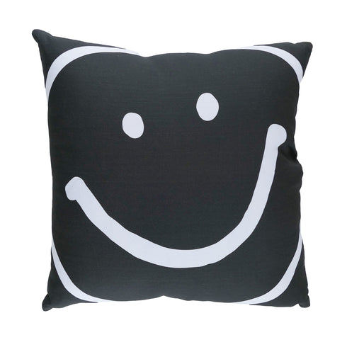 White carbon black Mr. Smiley Reverse cute decorative throw pillows by Kerri Rosenthal