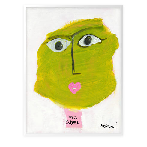 Ms. Citron green art print by Kerri Rosenthal - Unique artwork for living room wall decor