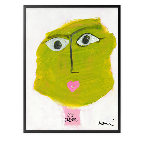 Ms. Citron green art print by Kerri Rosenthal - Unique artwork for living room wall decor