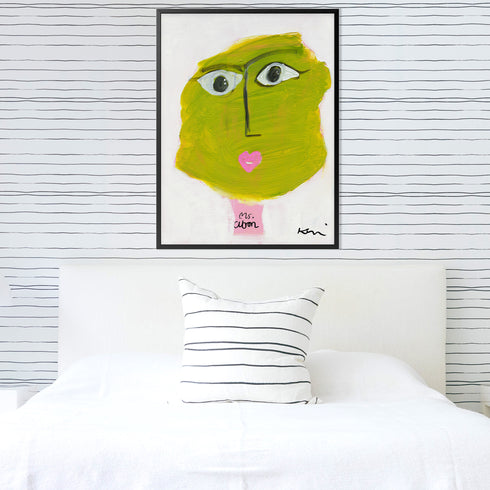 Ms. Citron green art print by Kerri Rosenthal - Unique artwork for living room wall decor
