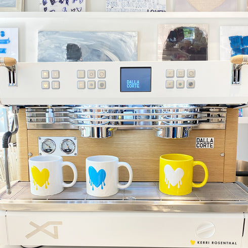 Light blue Drippy Heart white coffee & tea mug - Cute mugs by Kerri Rosenthal