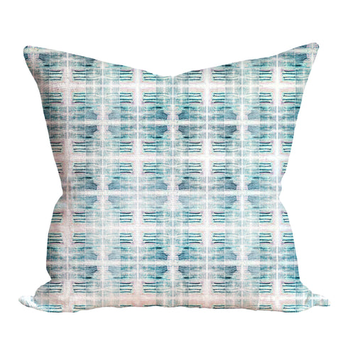 Magic Patchwork square decorative throw pillow by Kerri Rosenthal - blue multicolor designer pillows
