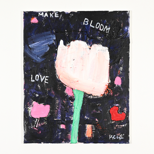 Make Love Bloom original painting on stretched canvas - Unique artwork and home decor gifts for the living room, bedroom or any space, by Kerri Rosenthal