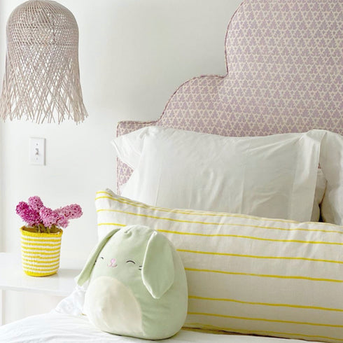 White ground with yellow stripe Mr. Sharpie sunshine cute decorative throw pillows by Kerri Rosenthal