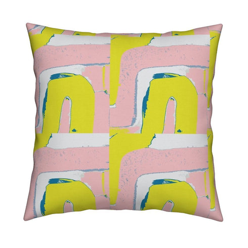 Multi Tuk Tuk citrine bubblegum cute square decorative throw pillows by Kerri Rosenthal