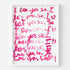 I Love You So pop pink word art print by Kerri Rosenthal - Unique artwork for living room wall decor