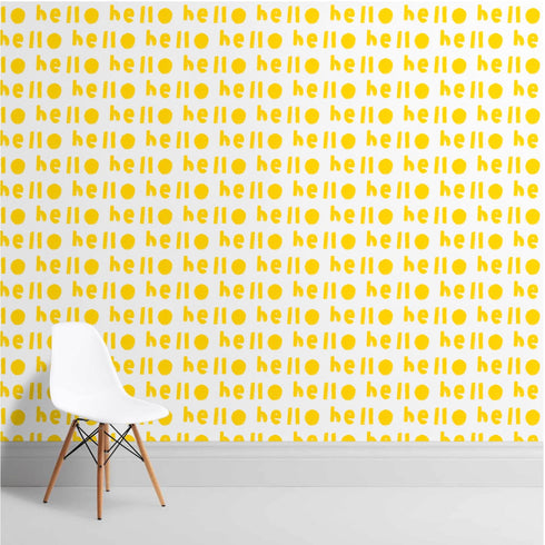 Modern designer High quality white ground with yellow oh hi wallpaper - Sunshine wall paper by kerri rosenthal