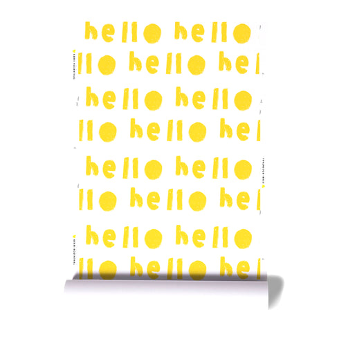 High quality white ground with yellow oh hi wallpaper - Sunshine wall paper by kerri rosenthal - designer wall paper