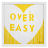 Love Over Easy Drippy Heart yellow white word art print by Kerri Rosenthal - Unique artwork for living room wall decor