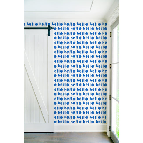 Trendy high quality white ground with indigo blue oh hi wallpaper by kerri rosenthal - designer wall paper