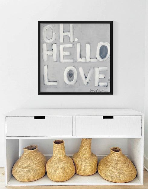 Oh, Hello Love grey white word wall art print artwork - Shop minimalist wall art decor by Kerri Rosenthal