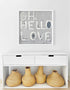 Oh, Hello Love grey white word wall art print - minimalist wall art decor for the living room decor by Kerri Rosenthal