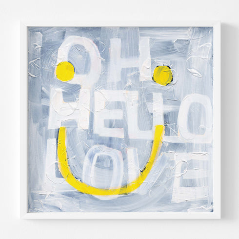 Oh Hello Smiley wall word art print by Kerri Rosenthal - Wall Word Art Framed Unique artwork for living room wall decor