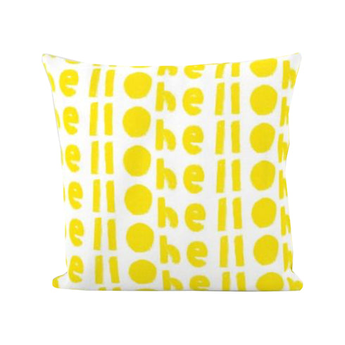 Yellow sunshine Oh Hi text cute decorative square throw pillows by Kerri Rosenthal