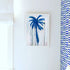 Indigo blue palm tree coastal wall art print - original artwork for home, office & commercial by Kerri Rosenthal