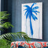 Art for dark blue wall, Indigo blue palm tree coastal wall art print - original artwork for home, office & commercial by Kerri Rosenthal