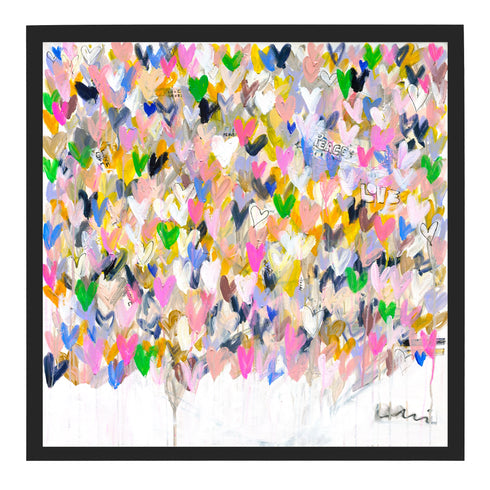 Peace And Love colorful art print by Kerri Rosenthal - Unique artwork for living room wall decor