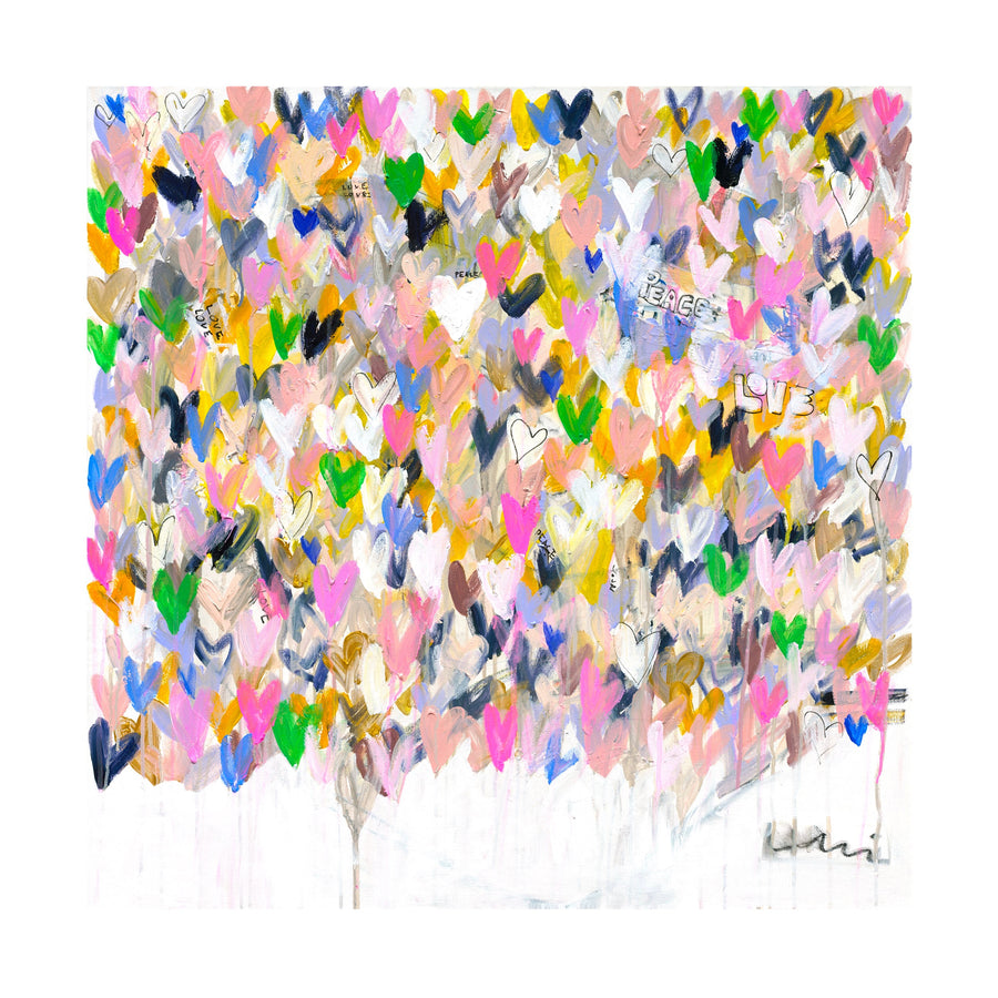 Peace And Love colorful art print by Kerri Rosenthal - Unique artwork for living room wall decor