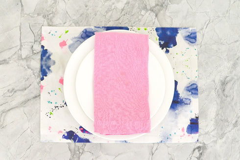 Splat KR multi cotton and oyster linen fabric - Kerri Rosenthal