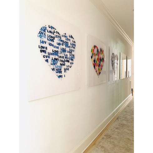 Love Letters Blues Inside Out navy blue art print by Kerri Rosenthal - Wall word art framed Unique artwork for living room wall decor