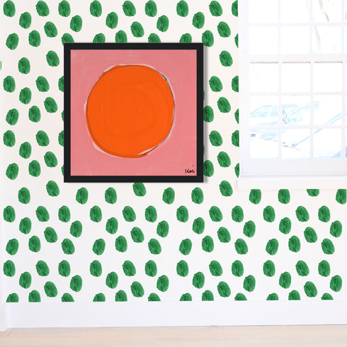White ground with green pops eco-friendly wallpaper by kerri rosenthal - designer wall paper