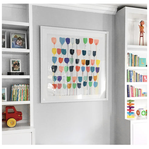 Pretty Little Tulips colorful art print by Kerri Rosenthal - Unique artwork for living room wall decor