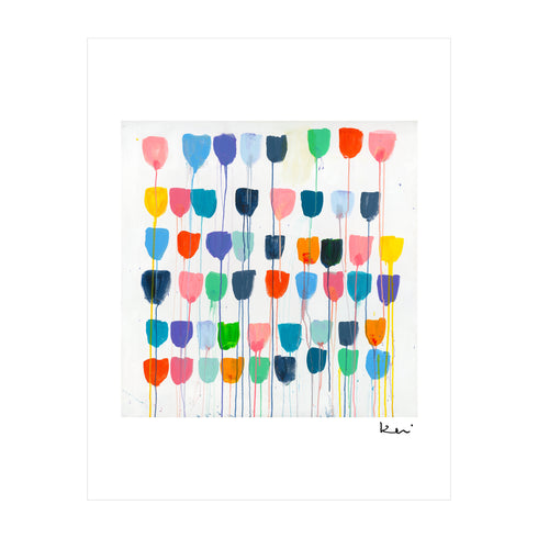 Pretty Little Tulips Mini Colorful Art Print - Modern decor wall art sets by Kerri Rosenthal
