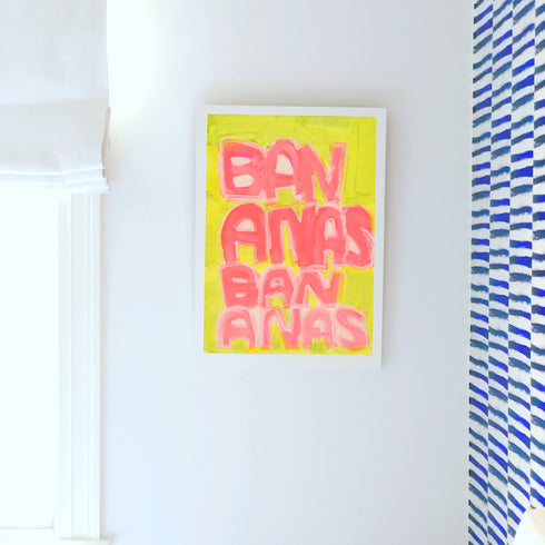 Unique Bananas Art Print Wall Word Art Framed Artwork - original artwork for living room, bedroom by Kerri Rosenthal