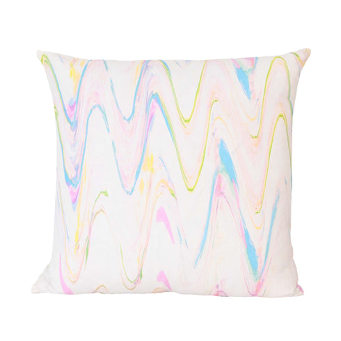 Pink Zig Zag square decorative throw pillows by Kerri Rosenthal