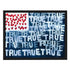 Red, White + True Flag indigo blue word art print by Kerri Rosenthal - Unique artwork for living room wall decor