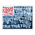 Red, White + True Flag indigo blue word art print by Kerri Rosenthal - Unique artwork for living room wall decor