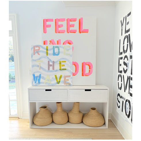 Ride The Wave Too colorful word art print by Kerri Rosenthal - Unique artwork for living room wall decor