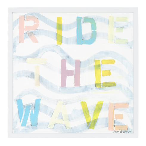 Ride The Wave Too colorful word art print by Kerri Rosenthal - Unique artwork for living room wall decor