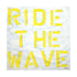 Ride The Wave white yellow word art print by Kerri Rosenthal - Unique artwork for living room wall decor