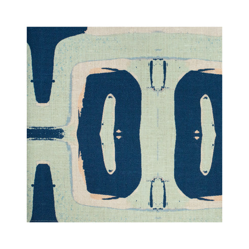 Robo Har Sky blue cotton and oyster linen fabric - Kerri Rosenthal