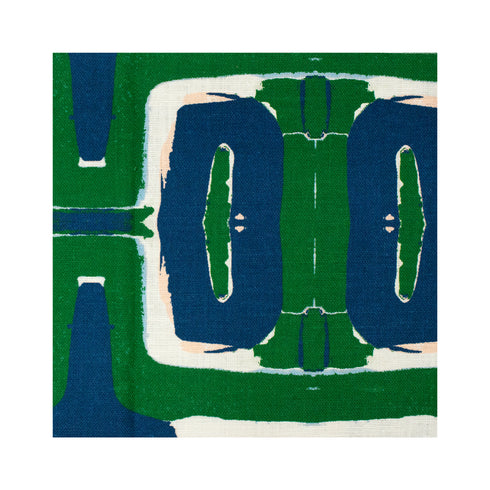 Robo Har Grass green cotton and oyster linen fabric - Kerri Rosenthal