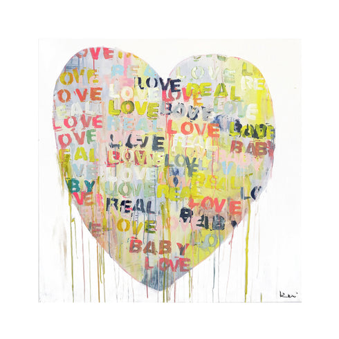 Real Love Baby colorful word art print by Kerri Rosenthal - Unique artwork for living room wall decor