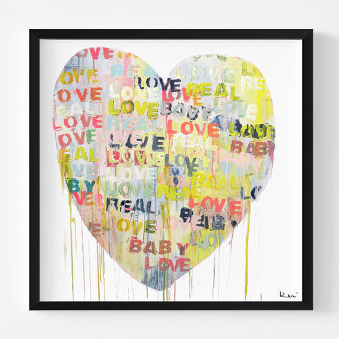 Real Love Baby colorful word art print by Kerri Rosenthal - Unique artwork for living room wall decor