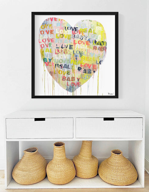 Real Love Baby colorful word art print by Kerri Rosenthal - Unique artwork for living room wall decor