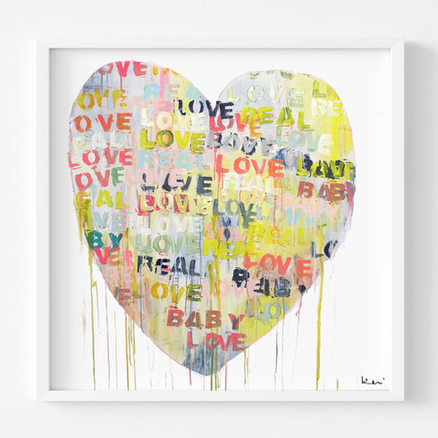 Real Love Baby colorful word art print by Kerri Rosenthal - Unique artwork for living room wall decor