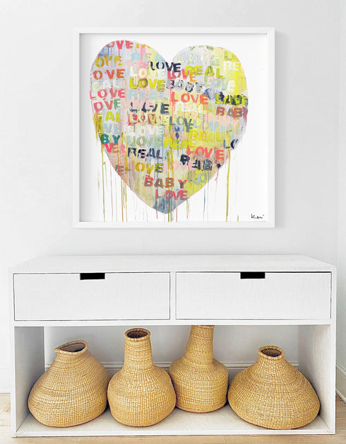 Real Love Baby colorful word art print by Kerri Rosenthal - Unique artwork for living room wall decor