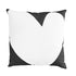 Black white Imperfect Heart Reverse square decorative throw pillow by Kerri Rosenthal