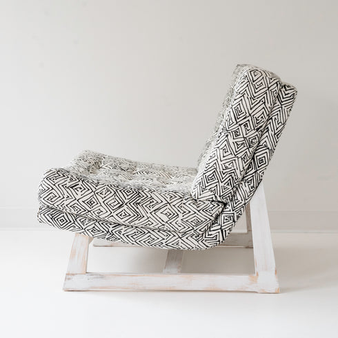 Jayney Carbon black and white Romeo Chair KR Furniture Collection. Super comfortable oversized and armless accent chairs in linen fabric for modern casual home decor with cherry wood frame, bleached white